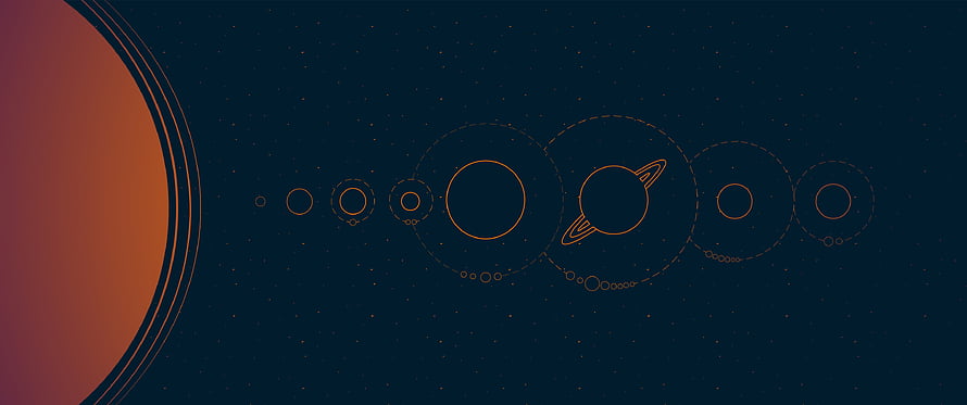 Minimalist Solar System Illustration With Planetary Orbits And Starry Background HD wallpaper