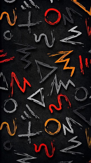 Grungy Graffiti Pattern with Red Orange and White Brush Strokes on Black Background HD phone wallpaper