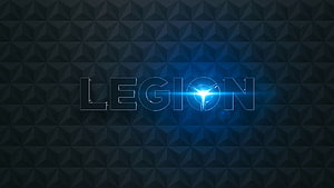 Lenovo Legion Gaming Logo on Dark Geometric Blue Background HD wallpaper