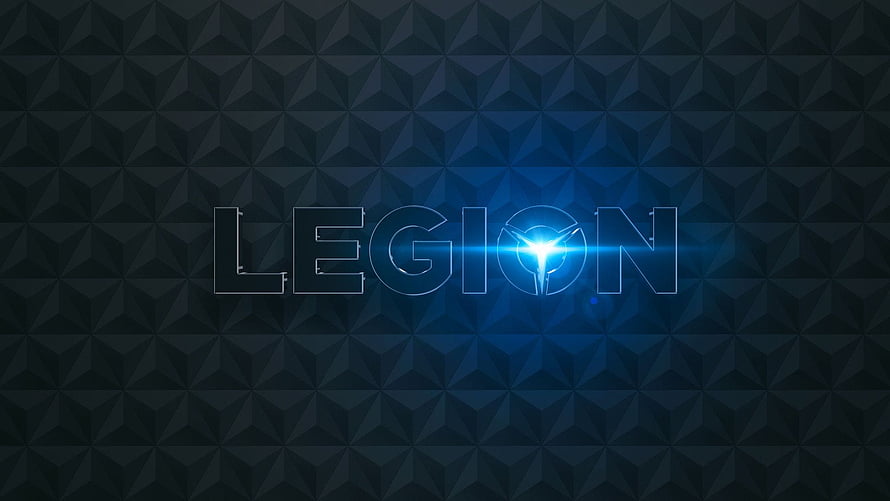 Lenovo Legion Gaming Logo on Dark Geometric Blue Background HD wallpaper