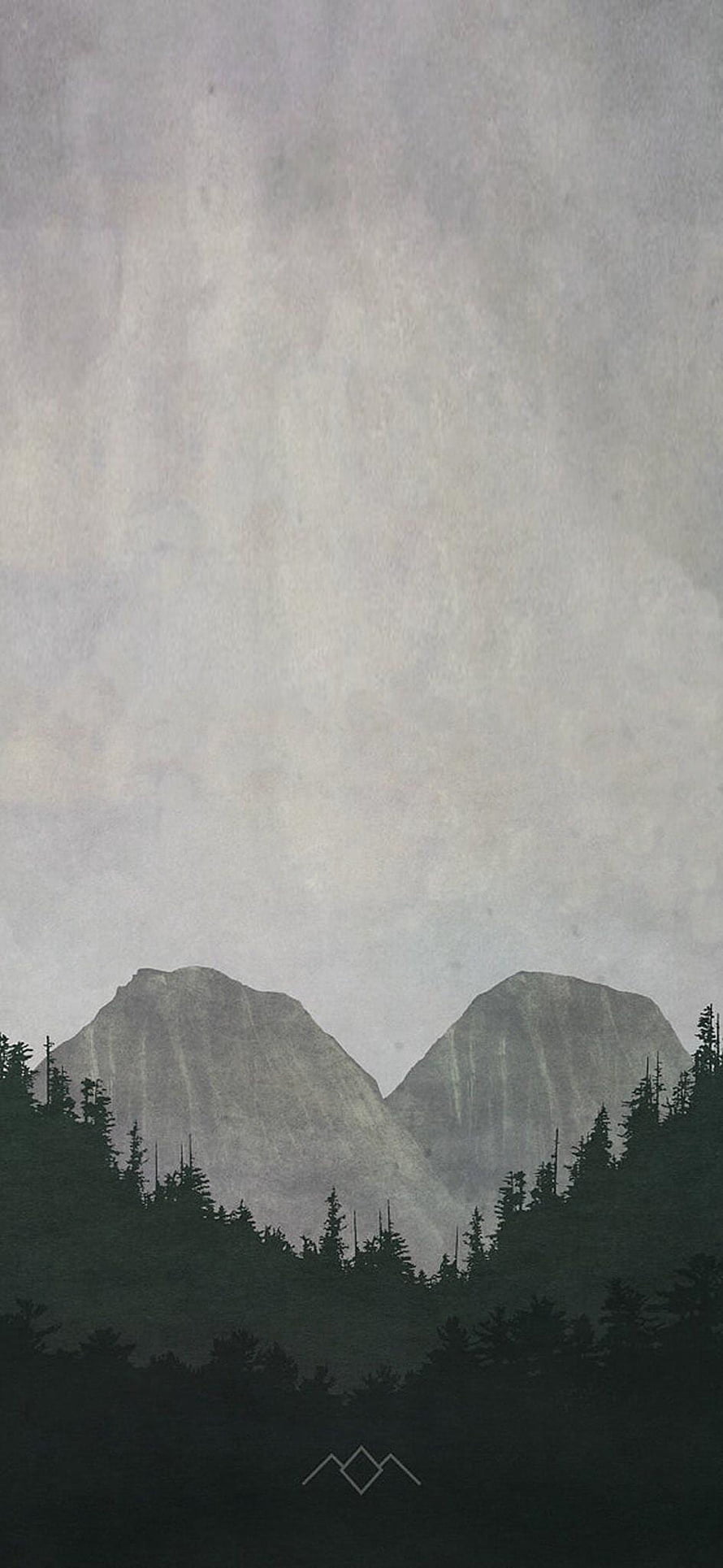 Twin Peaks Mountain Landscape with Dark Pine Forest Silhouette and Misty Sky HD phone wallpaper