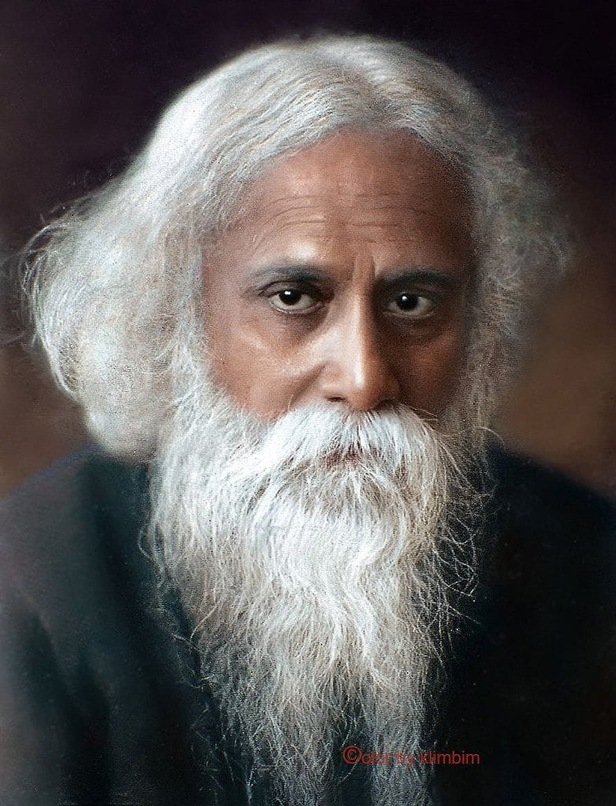 Portrait of Rabindranath Tagore with long white beard and hair HD phone wallpaper
