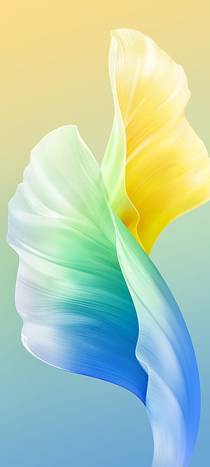 Vivo S10 Pro Abstract Gradient Ribbon Wallpaper with Flowing Yellow and Blue Silk Shapes HD phone wallpaper