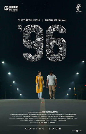 96 Tamil Movie Poster Featuring Vijay Sethupathi and Trisha Krishnan Walking on Road HD phone wallpaper