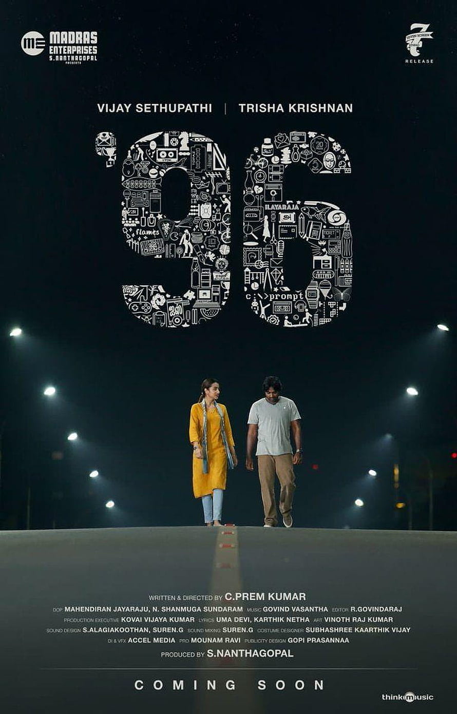 96 Tamil Movie Poster Featuring Vijay Sethupathi and Trisha Krishnan Walking on Road HD phone wallpaper