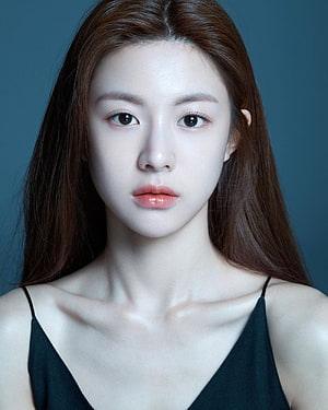 Goo Yoon Jung Portrait with Long Brown Hair and Black Spaghetti Strap Top HD phone wallpaper