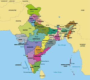 Detailed Political Map of India Showing States, Capitals, and Neighboring Countries HD wallpaper