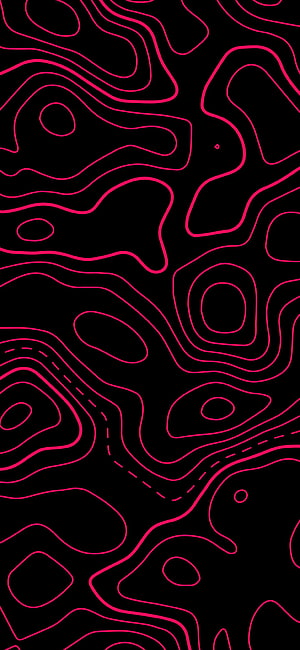 Abstract Topographic Contour Lines in Neon Pink on Black Background HD phone wallpaper