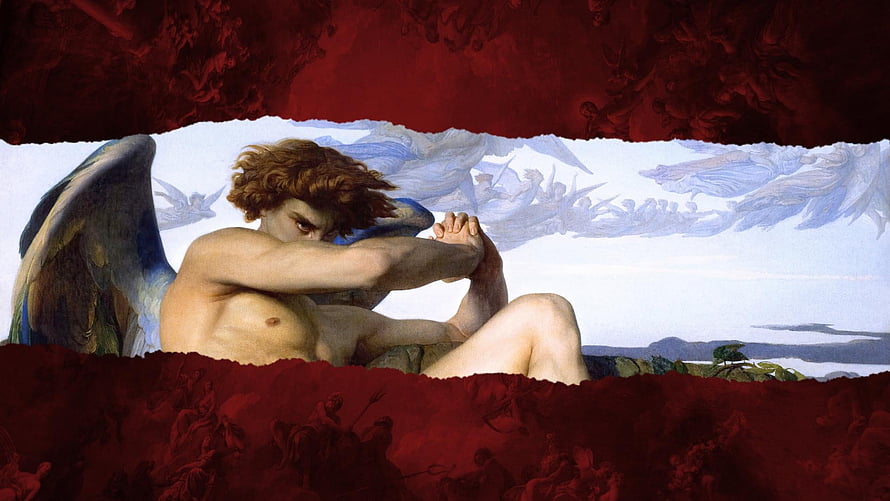 The Fallen Angel: A Dramatic Renaissance-Style Painting of a Winged Figure in Despair HD wallpaper