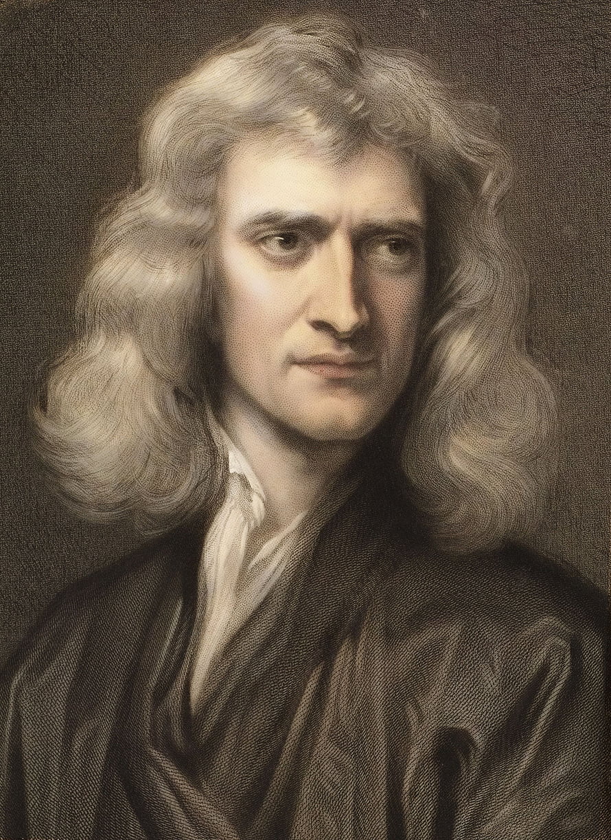 Portrait of Isaac Newton, English Mathematician and Physicist, Classical Engraving Art HD phone wallpaper