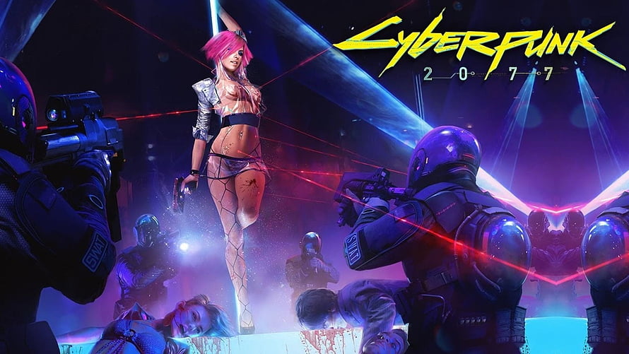 Cyberpunk 2077 Pink Hair Girl Surrounded by SWAT Officers in Neon Club HD wallpaper