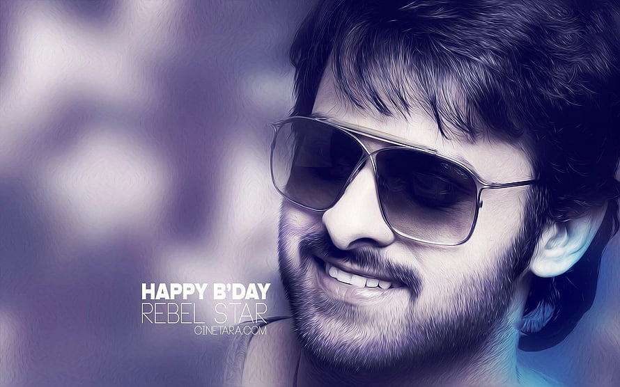 Prabhas Smiling in Aviator Sunglasses with Cool Blue Tinted Portrait HD wallpaper