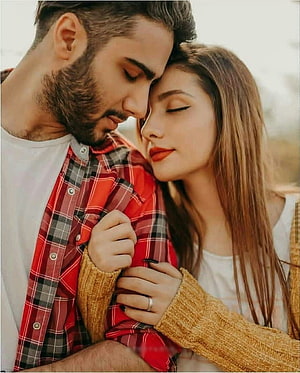 Romantic Couple Embracing Outdoors in Plaid and Knitwear, 20 Best Couple DP , Cute Couple Pics Love, Romantic & Stylish 2022, romantic dp HD phone wallpaper