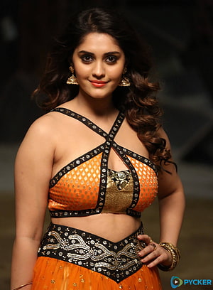 Adah Sharma in Orange and Black Embroidered Lehenga Choli HD phone wallpaper