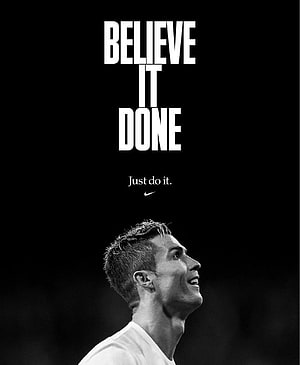 Cristiano Ronaldo Nike Believe It Done Motivational Black And White Portrait HD phone wallpaper