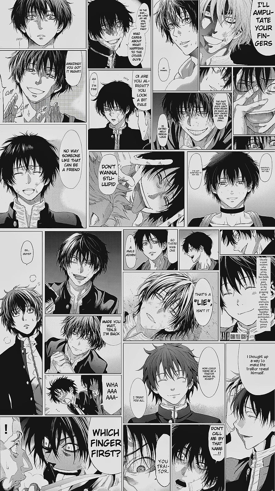 Katawa Shoujo manga page featuring Hideki Hinata and Kenji Sadanaga in dramatic black and white panels, Katagiri yuuichi, #yuuichi HD phone wallpaper