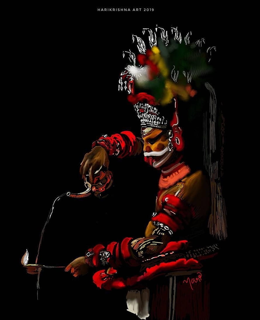 Sree Muthappan Digital Art Portrait in Traditional Kerala Attire HD phone wallpaper