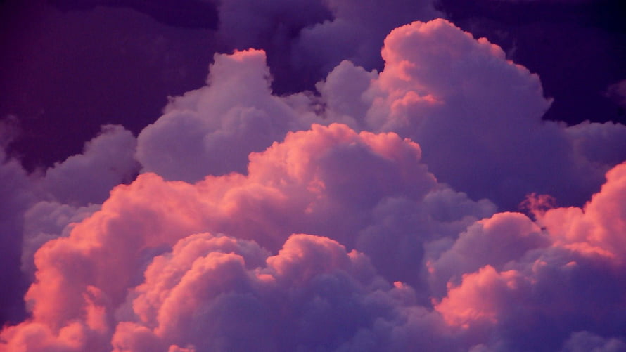 Vibrant Pink and Purple Cumulus Clouds at Sunset HD wallpaper