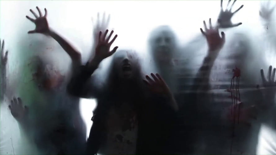 Horror Wallpaper of Screaming Ghosts Pressing Against Frosted Glass HD wallpaper