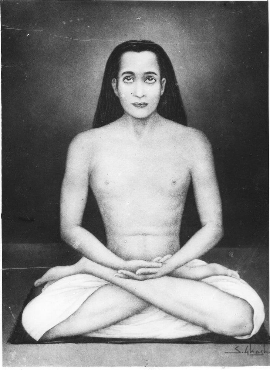 Portrait of Paramahansa Yogananda in Lotus Pose Meditation HD phone wallpaper