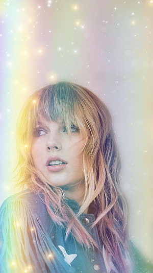 Taylor Swift Lover Album Artwork Portrait With Rainbow Sparkles HD phone wallpaper