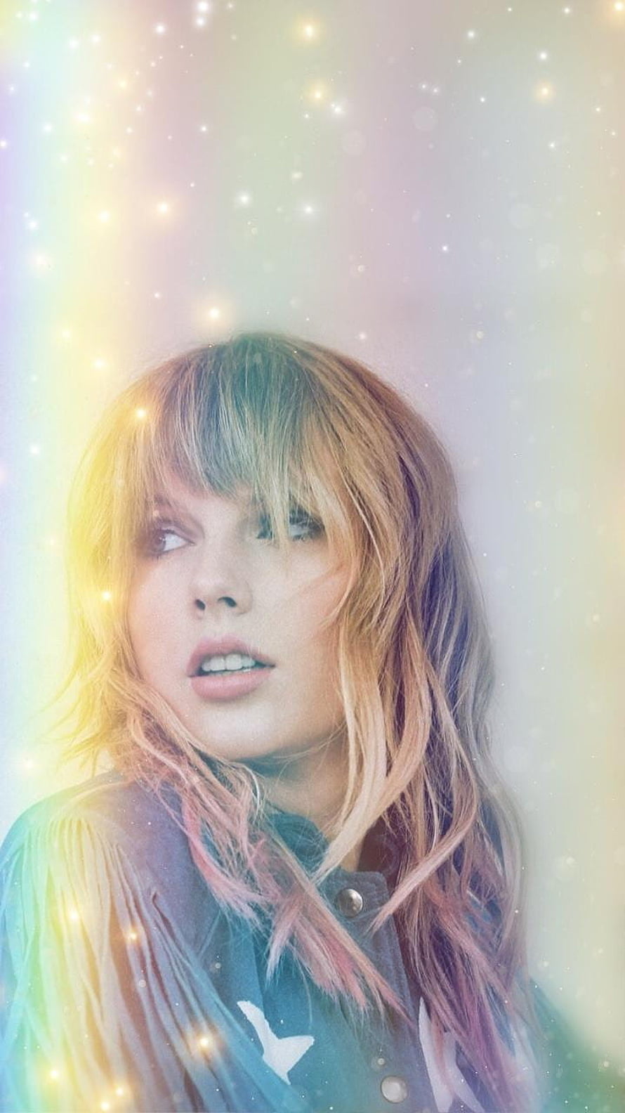 Taylor Swift Lover Album Artwork Portrait With Rainbow Sparkles HD phone wallpaper
