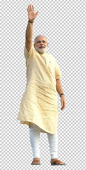 Narendra Modi Waving in Yellow Kurta and White Churidar Full Body Portrait HD phone wallpaper