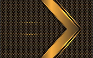 Gold Chevron Arrow on Dark Hexagonal Metal Mesh Background HD wallpaper