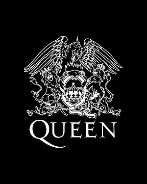 Queen Band Royal Crest Logo with Eagle and Lions on Black Background HD phone wallpaper