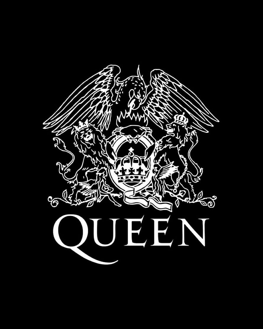 Queen Band Royal Crest Logo with Eagle and Lions on Black Background HD phone wallpaper