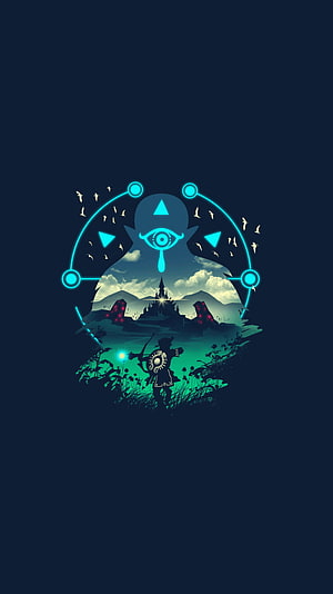 Zelda Twilight Princess Silhouette with Eye of Truth and Castle Icon Art HD phone wallpaper