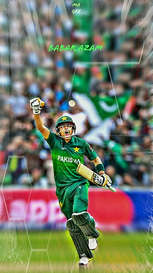 Babar Azam Celebrating a Milestone in Pakistan Cricket Green Kit HD phone wallpaper