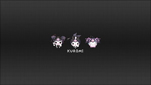 Cute Kuromi Character Trio on Dark Background HD wallpaper