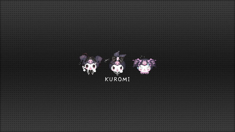 Cute Kuromi Character Trio on Dark Background HD wallpaper