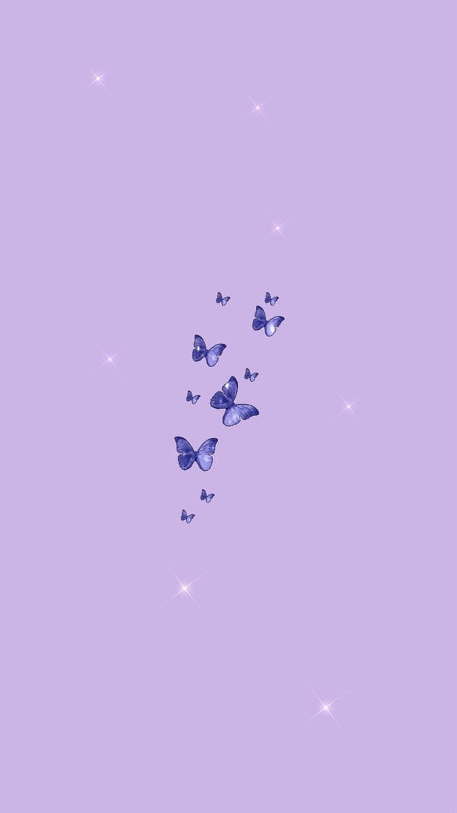 Purple Butterfly Swarm With Sparkles On Lavender Background HD phone wallpaper
