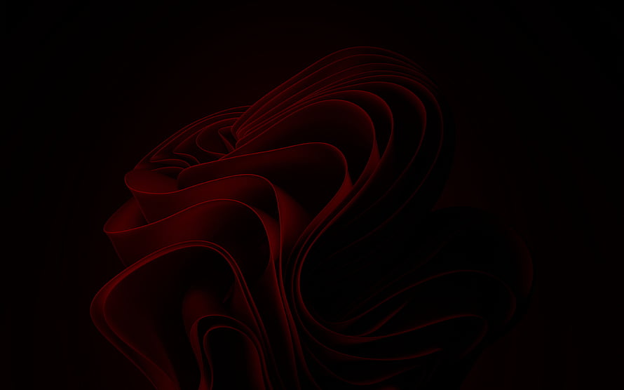 Dark Red Abstract 3D Flowing Curves and Waves on Black Background HD wallpaper