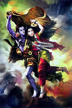 Shiva and Parvati Dancing Together Under a Tiger Skin HD phone wallpaper
