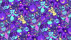 Gengar and Ghost Type Pokemon Halloween Pattern Wallpaper HD wallpaper