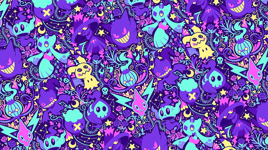 Gengar and Ghost Type Pokemon Halloween Pattern Wallpaper HD wallpaper