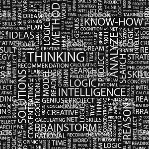 Monochrome Thinking and Intelligence Word Cloud Design HD phone wallpaper