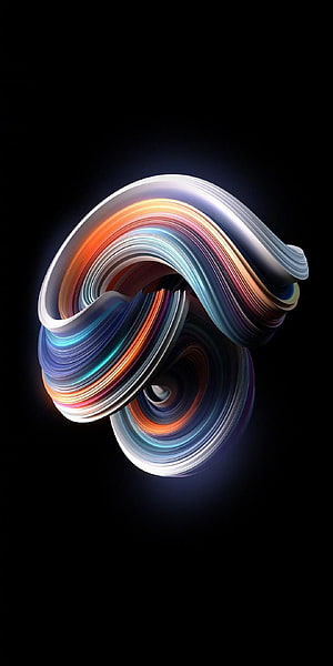 Abstract 3D Render of Colorful Twisted Ribbon Loop on Black Background HD phone wallpaper