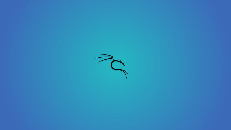 Minimalist Black Dragon Silhouette on Blue Gradient Background HD wallpaper