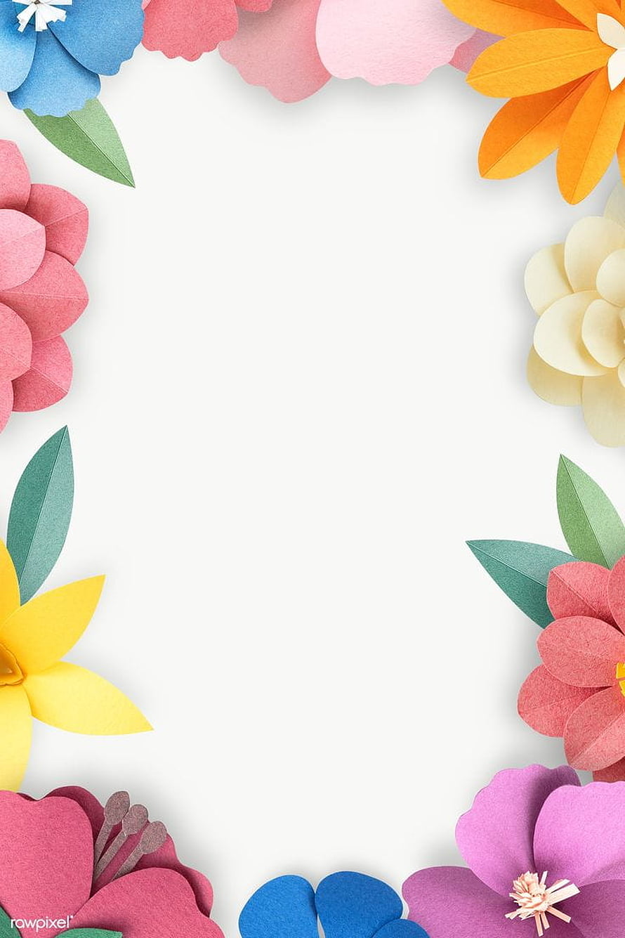 Colorful Paper Flower Border Frame on White Background HD phone wallpaper
