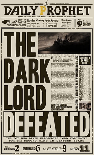 Daily Prophet Newspaper Front Page The Dark Lord Defeated Harry Potter Hogwarts HD phone wallpaper