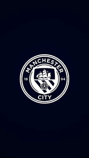 Manchester City Football Club Official Logo on Dark Navy Blue Background, 52 Man City ideas, manchester city logo HD phone wallpaper