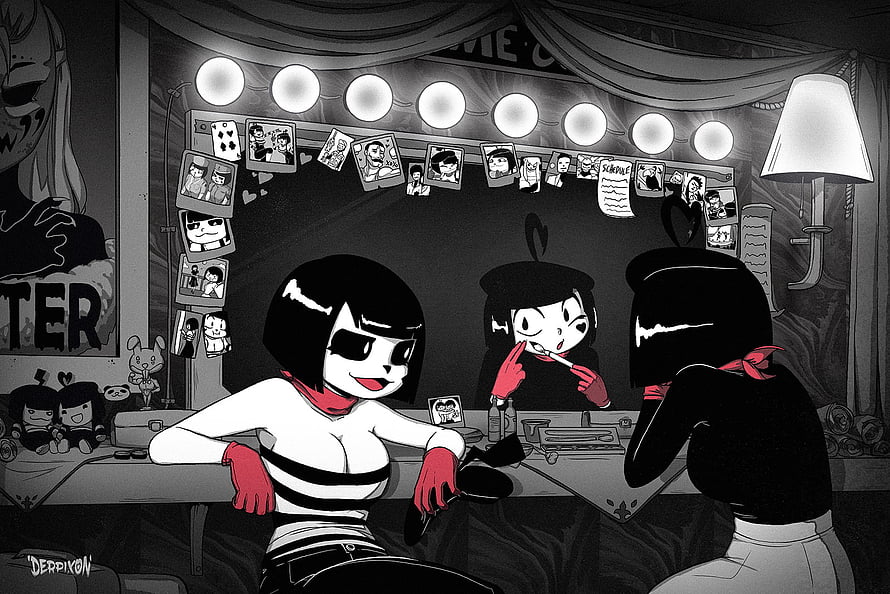 Backstage Portrait of BonBon and Dash in Black and White Comic Style HD wallpaper