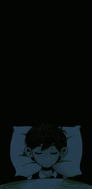 Basil from Omori Sleeping Peacefully in a Dark Bedroom at Night HD phone wallpaper