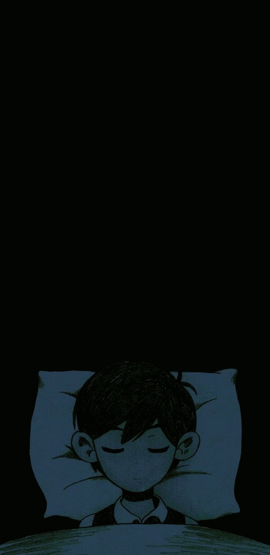 Basil from Omori Sleeping Peacefully in a Dark Bedroom at Night HD phone wallpaper