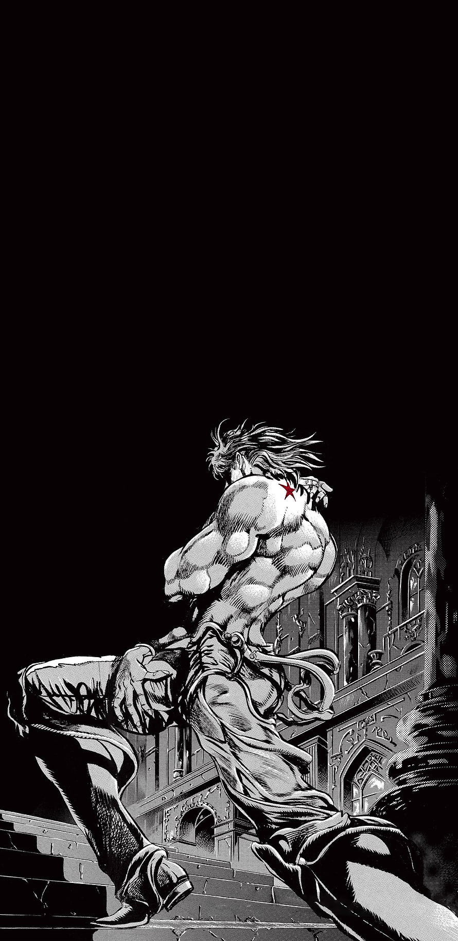Guts from Berserk manga running up stairs in black and white illustration, Posting a a day until stone ocean is animated day 255: shadow DIO : JoJo, #shadow dio HD phone wallpaper