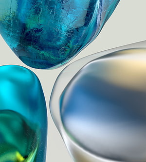 Abstract Blue Glass Sculpture with Smooth Organic Forms and Iridescent Surfaces HD phone wallpaper
